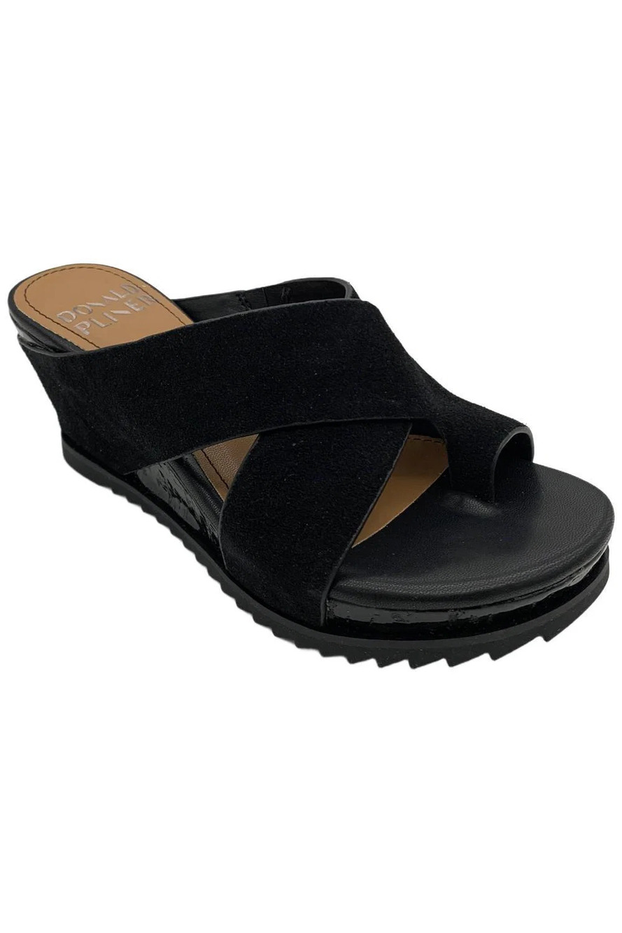 Donald Pliner Women's Sisu Leather Platform Wedge Black Suede - Medium